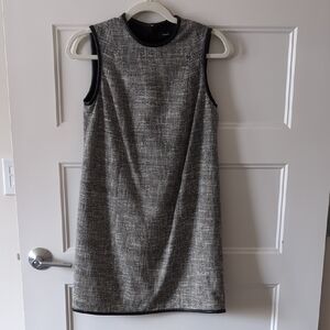 Theory Tweed Leather-Trim Sleeveless Dress